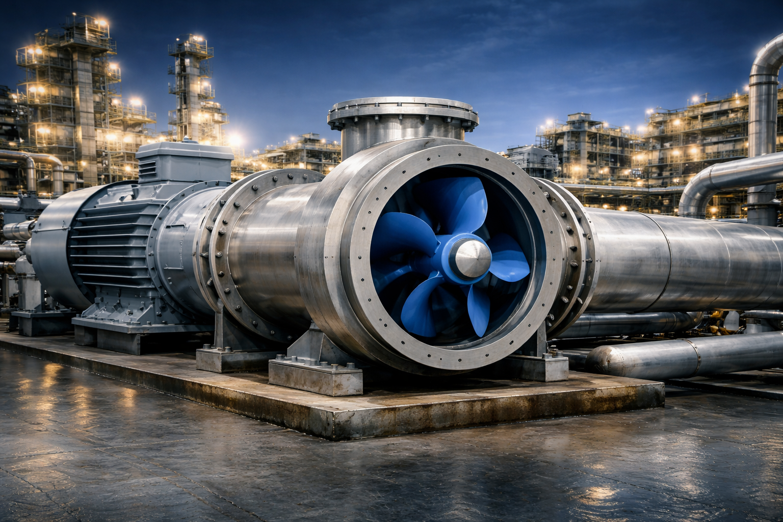 axial flow pump used for high volume water movement in industrial applications