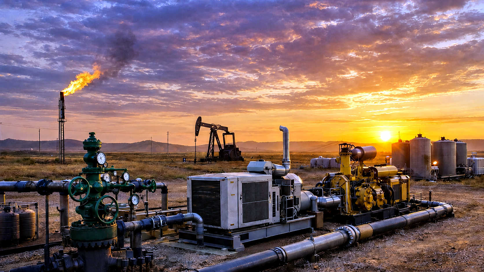 Wellhead Compression Equipment in an Oilfield